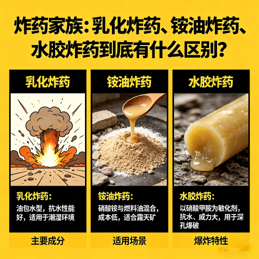 裕安炸药家族：乳化炸药、铵油炸药、水胶炸药到底有什么区别？